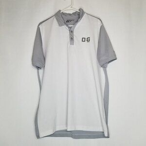 nike golf dri-fit polo shirt mens large‎ gray and white lightweight business